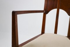 G M Ellwood.J S Henry. Pair of Arts & Crafts Mahogany Armchair with Pewter Inlay - Thumbnail 13