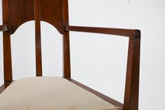 G M Ellwood.J S Henry. Pair of Arts & Crafts Mahogany Armchair with Pewter Inlay - Thumbnail 14