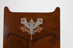 G M Ellwood.J S Henry. Pair of Arts & Crafts Mahogany Armchair with Pewter Inlay - Thumbnail 16
