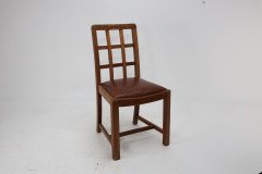 Heals of London, Attr. A set of three Arts and Crafts lattice-back chairs with matching armchair - Thumbnail 4