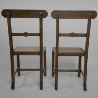 J. G. Crace Attributed. in the Style of a Wn Pugin. a Pair of Gothic Revival Oak Cane Seat Dining Chairs - Thumbnail 12