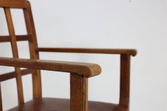 Heals of London, Attr. A set of three Arts and Crafts lattice-back chairs with matching armchair - Thumbnail 19