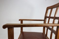 Heals of London, Attr. A set of three Arts and Crafts lattice-back chairs with matching armchair - Thumbnail 21