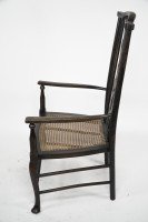 Liberty & Co attributed. A Queen Anne style fretwork back cane seat armchair - Thumbnail 5