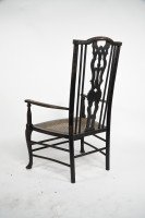 Liberty & Co attributed. A Queen Anne style fretwork back cane seat armchair - Thumbnail 13