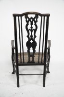 Liberty & Co attributed. A Queen Anne style fretwork back cane seat armchair - Thumbnail 14