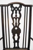 Liberty & Co attributed. A Queen Anne style fretwork back cane seat armchair - Thumbnail 6