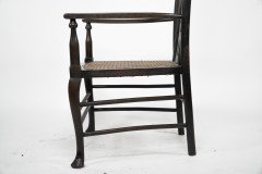 Liberty & Co attributed. A Queen Anne style fretwork back cane seat armchair - Thumbnail 11