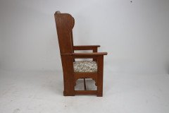E G Punnett Attri. Probably by William Birch & Retailed by Goodyers. an Arts & Crafts Oak Wing Back Hall Armchair - Thumbnail 7