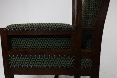 Liberty and Co, attributed, in the style of Leonard Wyburd. An Arts and Crafts oak wing back armchair - Thumbnail 17