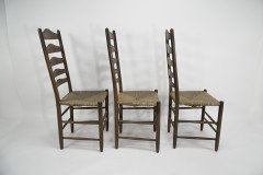 Manner of E Gimson. a Set of Three Lovely Quality Arts and Crafts Oak Ladderback Dining or Side Chairs - Thumbnail 3