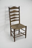 Manner of E Gimson. a Set of Three Lovely Quality Arts and Crafts Oak Ladderback Dining or Side Chairs - Thumbnail 5
