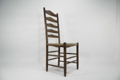 Manner of E Gimson. a Set of Three Lovely Quality Arts and Crafts Oak Ladderback Dining or Side Chairs - Thumbnail 8