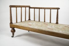 Philip Webb for Morris and Co Attributed. a Large Aesthetic Movement Bobbin Turned Satinwood Chaise Lounge - Thumbnail 9
