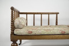 Philip Webb for Morris and Co Attributed. a Large Aesthetic Movement Bobbin Turned Satinwood Chaise Lounge - Thumbnail 6