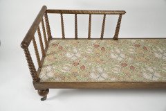 Philip Webb for Morris and Co Attributed. a Large Aesthetic Movement Bobbin Turned Satinwood Chaise Lounge - Thumbnail 11