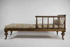 Philip Webb for Morris and Co Attributed. a Large Aesthetic Movement Bobbin Turned Satinwood Chaise Lounge - Thumbnail 17