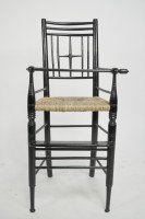 Liberty & Co. An Argyle Aesthetic Movement ebonized rush seat child's high chair - Thumbnail 5