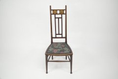 E G Punnett for Liberty & Co. a Walnut Side Chair with Inlaid Floral Decoration. - Thumbnail 3