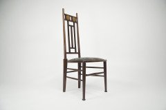 E G Punnett for Liberty & Co. a Walnut Side Chair with Inlaid Floral Decoration. - Thumbnail 2
