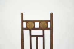 E G Punnett for Liberty & Co. a Walnut Side Chair with Inlaid Floral Decoration. - Thumbnail 6