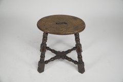 An Aesthetic Movement Elm Stool with a ' S' Handle, and a Wild Grain to the Seat. - Thumbnail 8