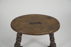An Aesthetic Movement Elm Stool with a ' S' Handle, and a Wild Grain to the Seat. - Thumbnail 10