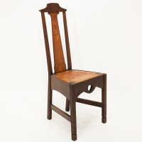 An Arts and Crafts Liberty style oak floral inlaid side chair - Thumbnail 1