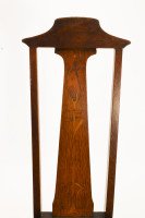 An Arts and Crafts Liberty style oak floral inlaid side chair - Thumbnail 6