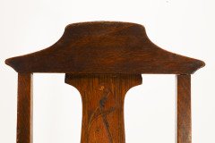 An Arts and Crafts Liberty style oak floral inlaid side chair - Thumbnail 7