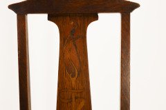 An Arts and Crafts Liberty style oak floral inlaid side chair - Thumbnail 8