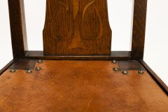 An Arts and Crafts Liberty style oak floral inlaid side chair - Thumbnail 10