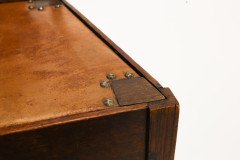 An Arts and Crafts Liberty style oak floral inlaid side chair - Thumbnail 12