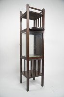 An Anglo-Japanese style mahogany side cabinet of slender form with brass sabots - Thumbnail 4
