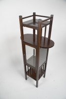 An Anglo-Japanese style mahogany side cabinet of slender form with brass sabots - Thumbnail 5