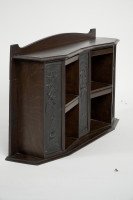 Arts and Crafts Oak Desk Top Bookcase with 3 Bronze Art Nouveau Period Plaques. - Thumbnail 2