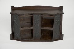 Arts and Crafts Oak Desk Top Bookcase with 3 Bronze Art Nouveau Period Plaques. - Thumbnail 3
