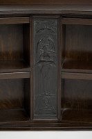 Arts and Crafts Oak Desk Top Bookcase with 3 Bronze Art Nouveau Period Plaques. - Thumbnail 10