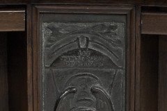 Arts and Crafts Oak Desk Top Bookcase with 3 Bronze Art Nouveau Period Plaques. - Thumbnail 12