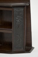 Arts and Crafts Oak Desk Top Bookcase with 3 Bronze Art Nouveau Period Plaques. - Thumbnail 14