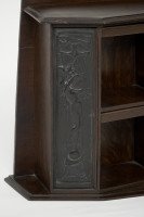 Arts and Crafts Oak Desk Top Bookcase with 3 Bronze Art Nouveau Period Plaques. - Thumbnail 8