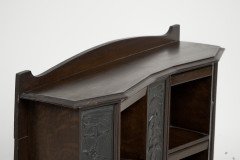 Arts and Crafts Oak Desk Top Bookcase with 3 Bronze Art Nouveau Period Plaques. - Thumbnail 6