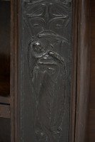 Arts and Crafts Oak Desk Top Bookcase with 3 Bronze Art Nouveau Period Plaques. - Thumbnail 13
