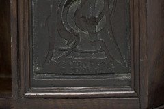 Arts and Crafts Oak Desk Top Bookcase with 3 Bronze Art Nouveau Period Plaques. - Thumbnail 15