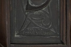 Arts and Crafts Oak Desk Top Bookcase with 3 Bronze Art Nouveau Period Plaques. - Thumbnail 9
