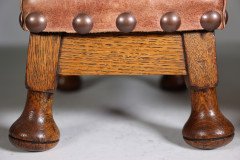 Pair of Aesthetic Movement Oak Thebes Stools – Leather Studded, c.1890 - Thumbnail 11