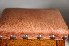Pair of Aesthetic Movement Oak Thebes Stools – Leather Studded, c.1890 - Thumbnail 9