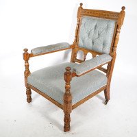 Bruce Talbert, attributed. Stamped Gillows – Aesthetic Movement Oak Armchair - Thumbnail 3