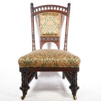 Collinson & Lock. A Rare Aesthetic Movement Rosewood Side Chair with Finely Carved & Turned Details - Thumbnail 2
