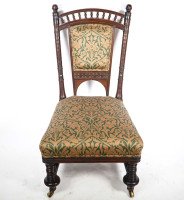 Collinson & Lock. A Rare Aesthetic Movement Rosewood Side Chair with Finely Carved & Turned Details - Thumbnail 3
